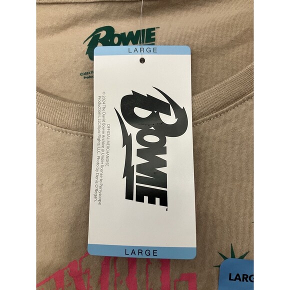 DAVID BOWIE Size L Tan Let's Dance Graphic T-Shirt Rock Music Tee Concert - Picture 5 of 6